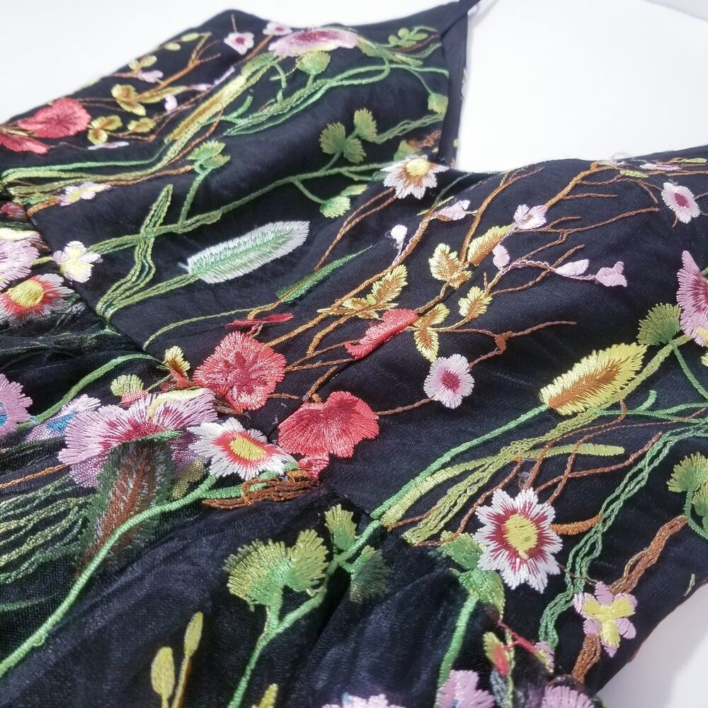 Mac Duggal Floral Embroidery Fit and Flare  Mini Dress Fairycore Nature - Picture 5 of 11